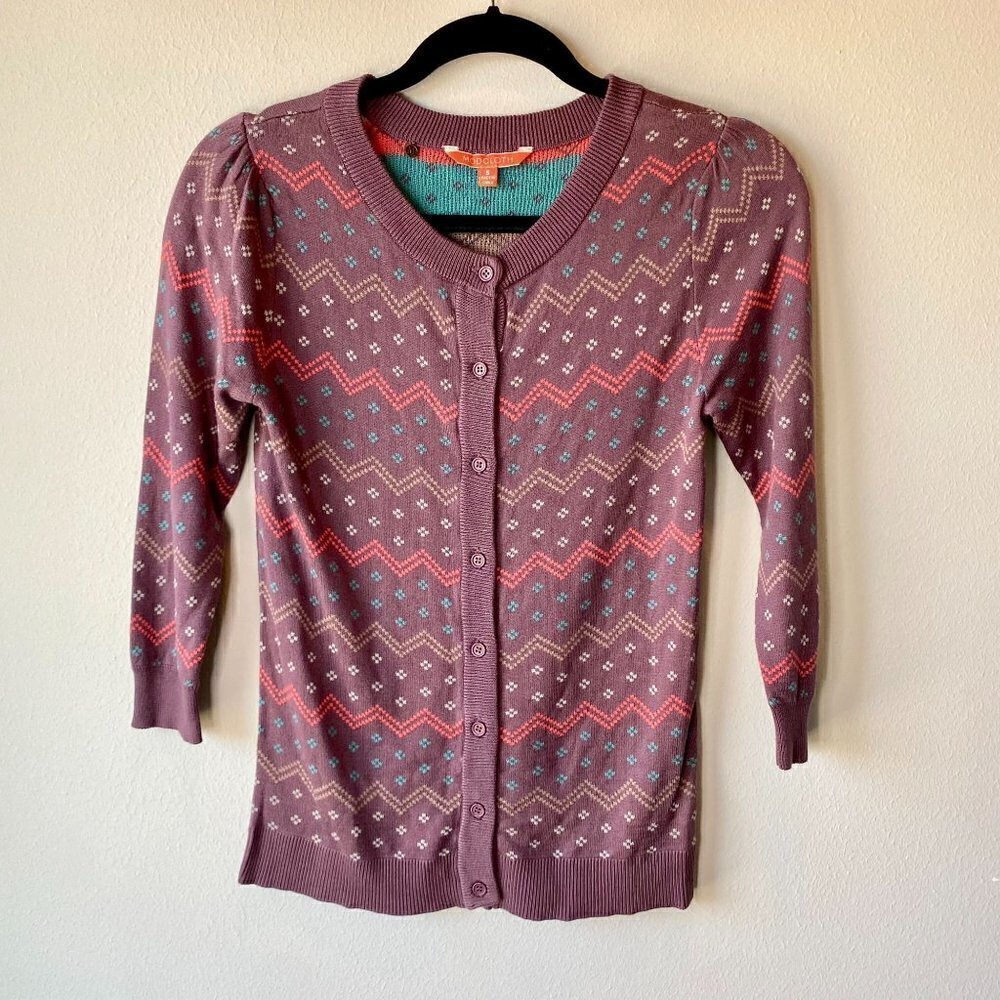 Modcloth Fair Isle Cardigan Purple S